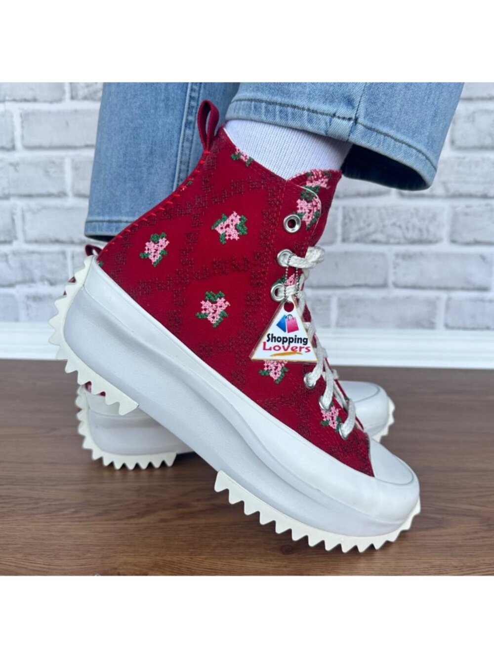 ❤️CONVERSE Run Star Hike Hi Rose Cross Stitch Sz 9 Womens Shoes Sneakers A14885C - Picture 4 of 14